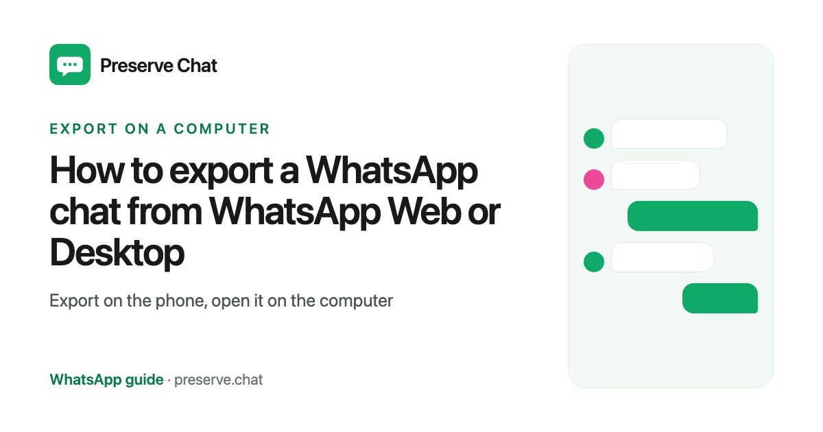 How to export a WhatsApp chat from WhatsApp Web or Desktop: a WhatsApp guide from Preserve Chat