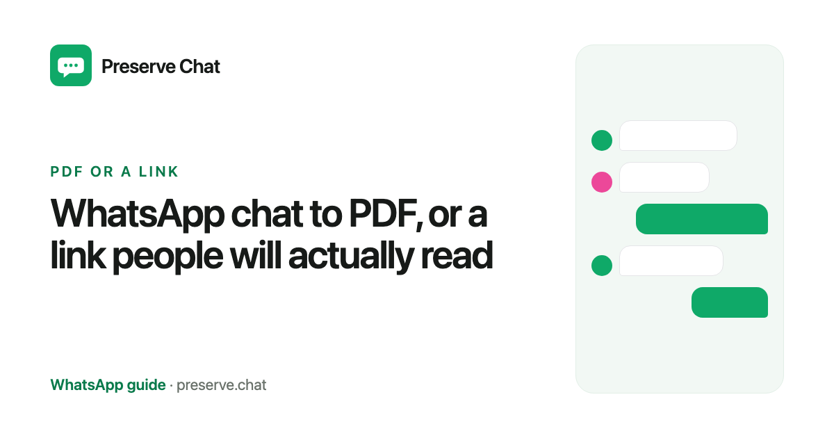 WhatsApp chat to PDF, or a link people will actually read: a WhatsApp guide from Preserve Chat